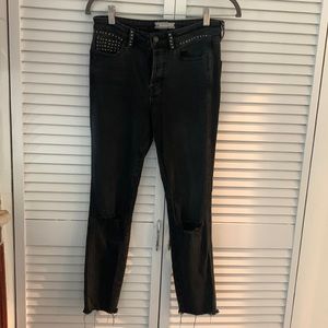 Free People studded cropped black jeans